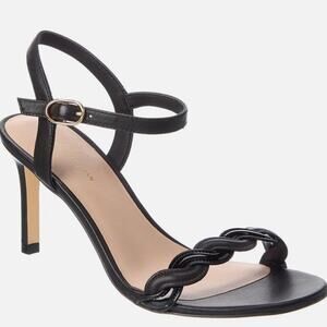 Stuart Weitzman Dancer Twistie 75 Black Leather Sandal Size 6